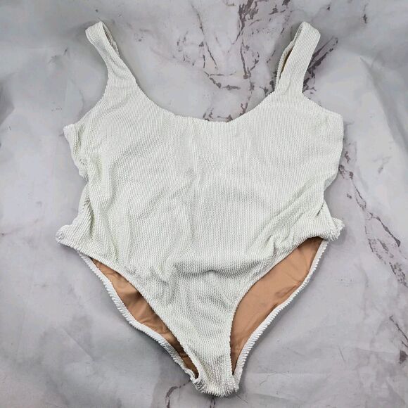 J Crew Swim 22 3X White One Piece Scoop Neck Back Scrunchie Bikini Full - Picture 1 of 8